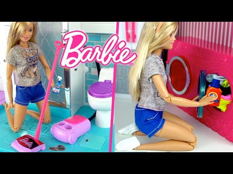 Barbie Doll House Cleaning Morning Routine