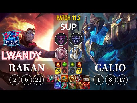 LNG lwandy Rakan vs Galio Sup - KR Patch 11.2