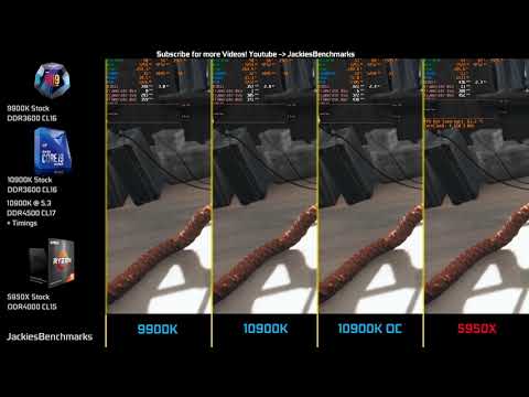 Superposition Benchmark 720p - Ryzen 9 5950X vs. 10900K OC vs. 10900K vs. 9900K RTX 3090