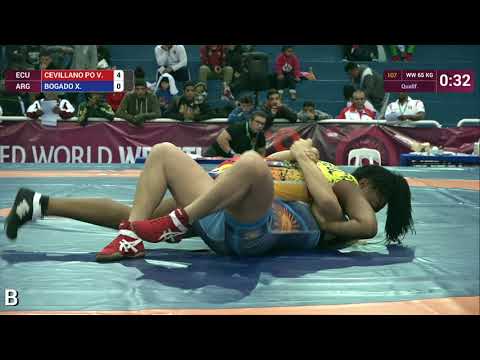 Qual. WW - 65 kg: V. CEVILLANO PO (ECU) df. X. BOGADO (ARG) by VFA, 4-0