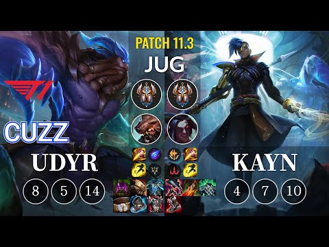 T1 Cuzz Udyr vs Kayn Jungle - KR Patch 11.3