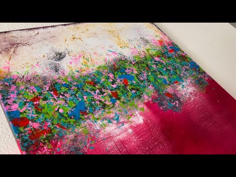 Underrated Fluorescent Pink for Abstract Painting. Amazing Art Technique with handmade  Brush #art