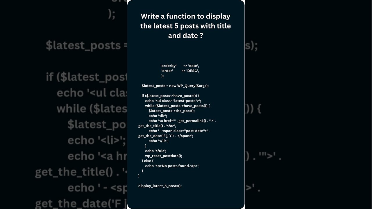 WordPress Tutorial: Display Latest 5 Posts with Title & Date