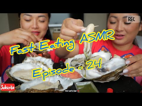 GIANT OYSTER RACE!! SISTERS CHALLENGE !! N.E Let's Eat & SAS ASMR!! FAST EATING ASMR! EPISODE -24