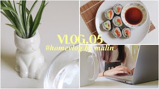 vlog/05 🏠 #stayhome with plants, thesis, and homemade sushi