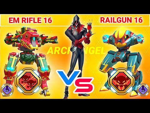 EM Rifle 16 vs Railgun 16 with Guardian - Mech Arena - New Weapon