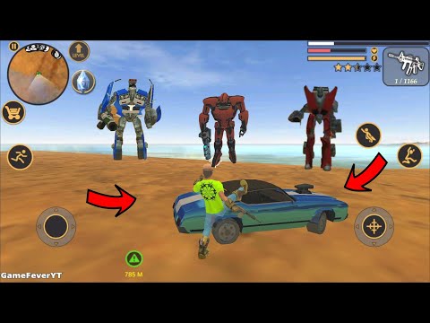 Vegas Crime Simulator (Vegas Hero Fight Group Robot Car) Kick Blue Car Robots - Android Gameplay HD