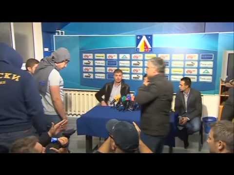 Levski Sofia fans strip new manager during press conference