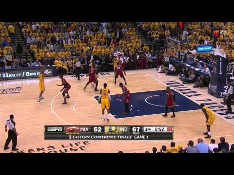 LeBron poor defense - Paul George back cut - MIA @ IND, Gm 1