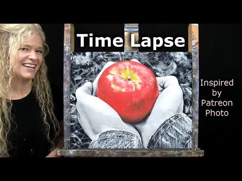 Learn How to Draw and Paint AN APPLE A DAY with Acrylics- Time Lapse-Easy Beginner Art Tutorial