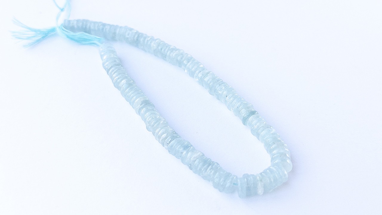 Aquamarine | Smooth Wheels | 6-6.5mm Bead Size | 20cm Strand Length video