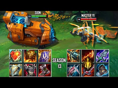 40K HP SION vs MASTER YI SEASON 13 FULL BUILD FIGHTS & Best Pentakills!