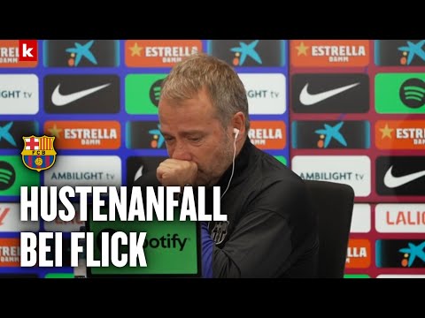 Kuriose Szene: Flick muss wegen Hustenanfall PK unterbrechen | Barca