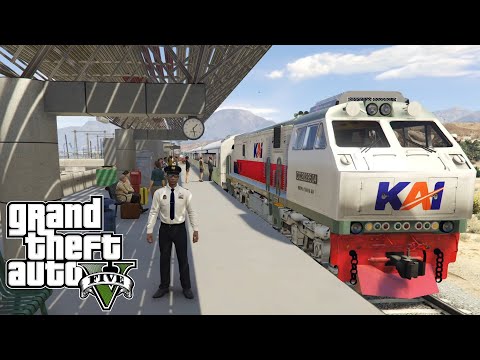 The Job of a Train Driver to Transport Travelers for Eid 2024 || GTA 5 Mod Indonesia