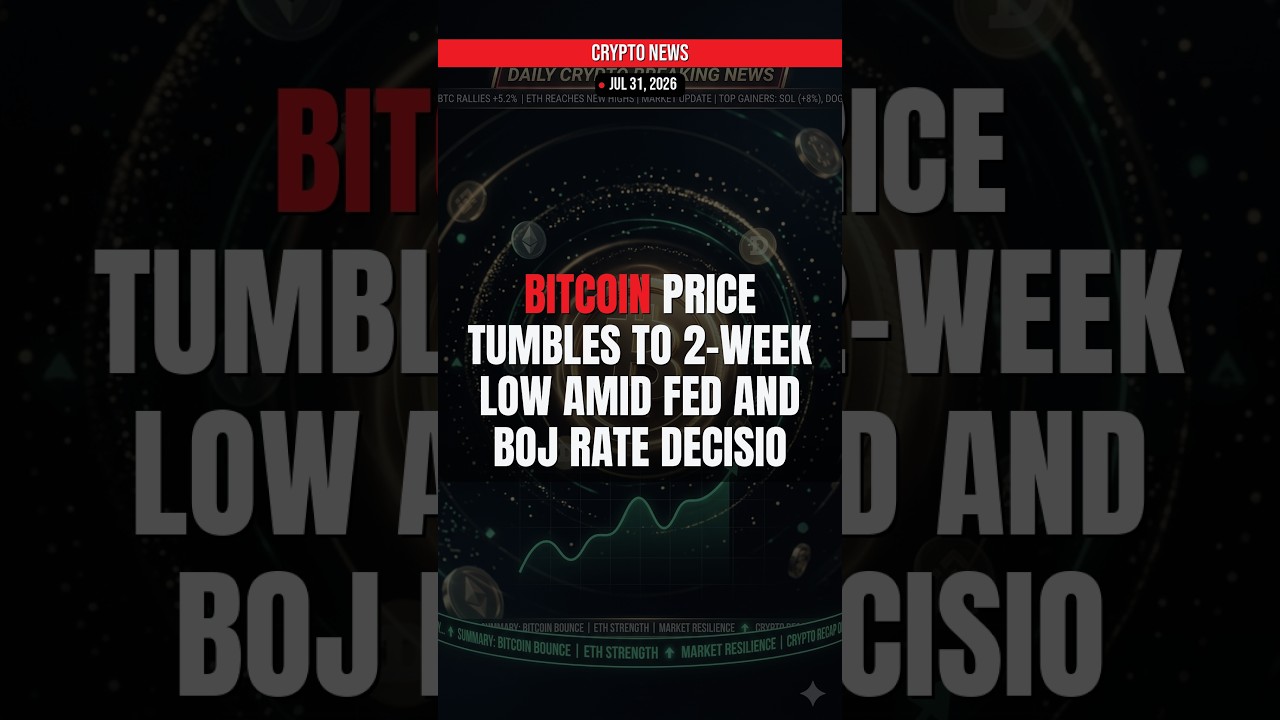 BREAKING: Bitcoin Price Tumbles to 2-Week Low Amid Fed and B — Crypto News Jul 31, 2026
