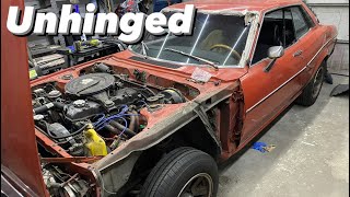 Door hinge rebuild on RA24 Toyota Celica (Lots of hammering)