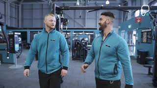 PureGym Lichfield: Functional training area with battle ropes, weight sleds, turf, free weights, and resistance bands.