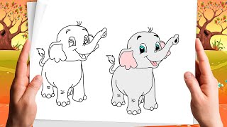 COMO DESENHAR UM ELEFANTE - PASSO A PASSO - FCIL - PINTANDO E COLORINDO