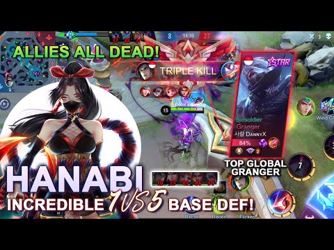 ALLIES ALL DEAD! INCREDIBLE 1V5 BASE DEF! TOP GLOBAL HANABI VS TOP GLOBAL GRANGER?