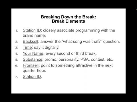 KANW Radio Broadcasting Class Session 8-8 Breaking Down the Break