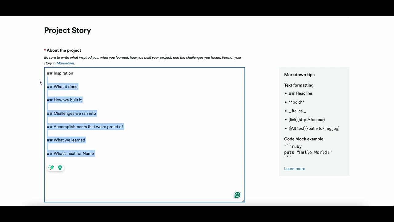 Submitting a Hackathon Project on Devpost Part 1