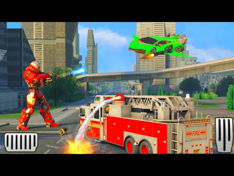 Flying Firefighter Truck Transform Robot Games Android Gameplay
