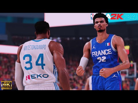 Greek Freak and Wemby Clash at the Paris Olympics! | NBA 2K24 Olympics Mode | Greece vs. France