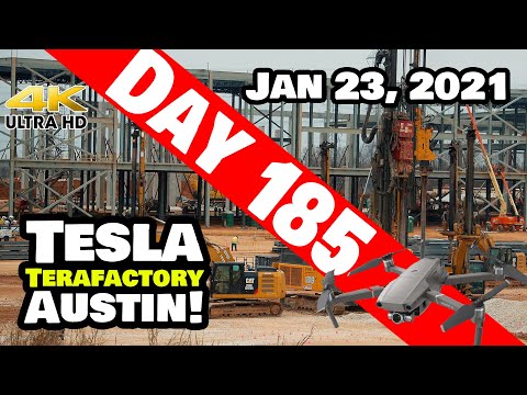 Tesla Gigafactory Austin 4K  Day 185 - 1/23/21 - Terafactory TX - GIGA TEXAS PROGRESS IS NEXT LEVEL!