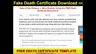 Death Certificate Document Template Free Download + Print Death Certificate Template