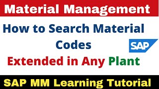 How to Check Material Code Availability List in Any Plant for Creation of any Material Activity.