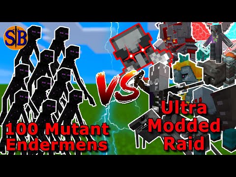 Can 100 Endermens Defend against a Kaizo Modded Raid | Minecraft Mob Battle