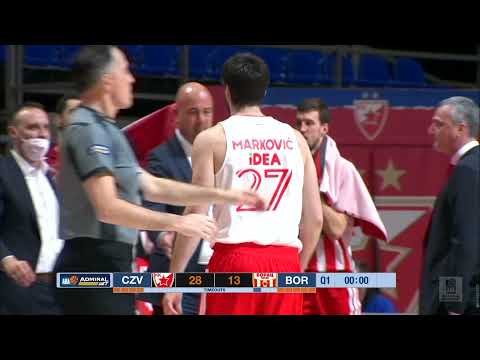Marković sinks an off-the-glass 3-pointer to beat the buzzer (Crvena zvezda mts - Borac, 19.12.2021)