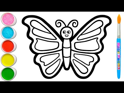 Colorful Butterfly Drawing, Painting and Coloring for Kids & Toddlers | How to Draw, Paint Easy #251