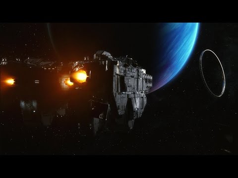 Chief in zero-g near Cairo Station; score leans on brass ostinato and choral pedal