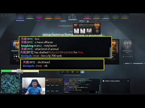 Arteezy MALDING over Kiritych after he drafted Zai on his team