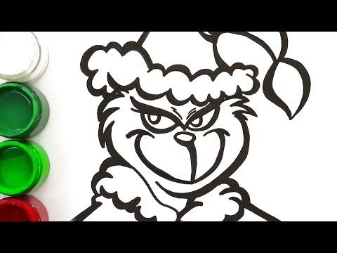 Glitter The Grinch of Dr. seuss coloring pages for kids | Learn colors | Fun cartoon  3D animation