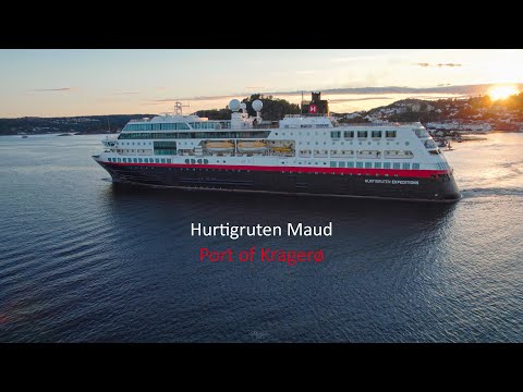 Hurtigruten Maud sailing out of Kragerø port | 4K Cinematic |