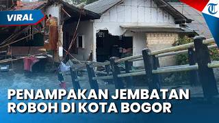 Penampakan Jembatan Roboh di Gang Ago Pasir Jaya Bogor, Sungai Cikaret Meluap Imbas Hujan Deras