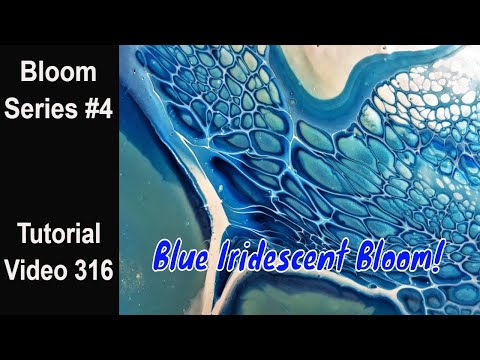 Blue Iridescent Acrylic Pour/ Bloom Technique/ Full Tutorial/ Blue bloom/ You Should Watch