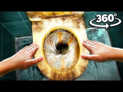 VR 360 FLUSHED DOWN THE TOILET - How does REAL Vacuum Slide work #360video