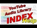 YouTube Audio Library INDEX Help