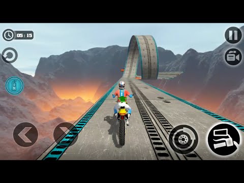 Impossible Moto Bike Tracks 3D - Yellow Bike Driving Stunts Levels 11-14 High Speed Loop Gameplay