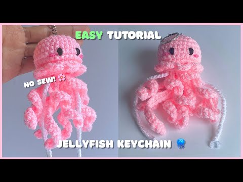 No Sew Crochet Jellyfish 🪼 | easy keychain tutorial for beginners 