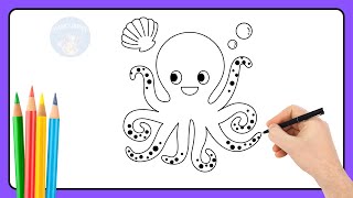 How to Draw an Octopus 🐙 | Easy Step by Step Drawing for Kids | Color's Artbox