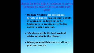 Hire the First Class ICU Air ambulance service in Lucknow by Medivic