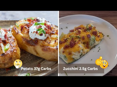 Loaded Baked Potato vs Loaded Baked Zucchini| Stuffed Zucchini Boats