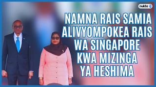 Mizinga ya heshima, Rais Samia akimpokea Rais wa Singapore, Ikulu Dar es Salaam