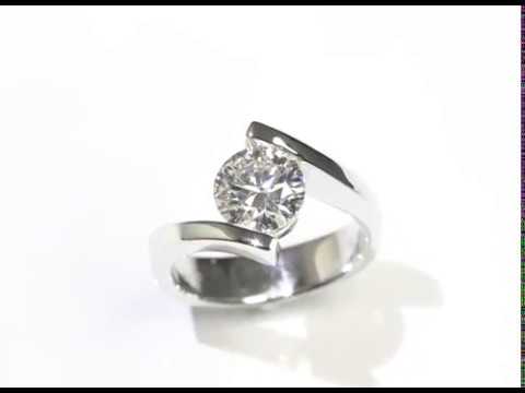 2 Carat Round Moissanite Tension Ring 18K White Gold