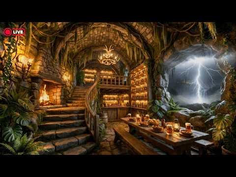 24/7 Spirit of the Highlands : Tavern in a Storm | Medieval Celtic Music, Rain & Fireplace Ambience