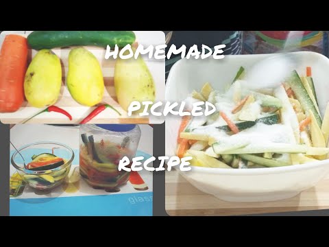 HOMEMADE PICKLED RECIPE! MANGO, CUCUMBER,WIth carrot.